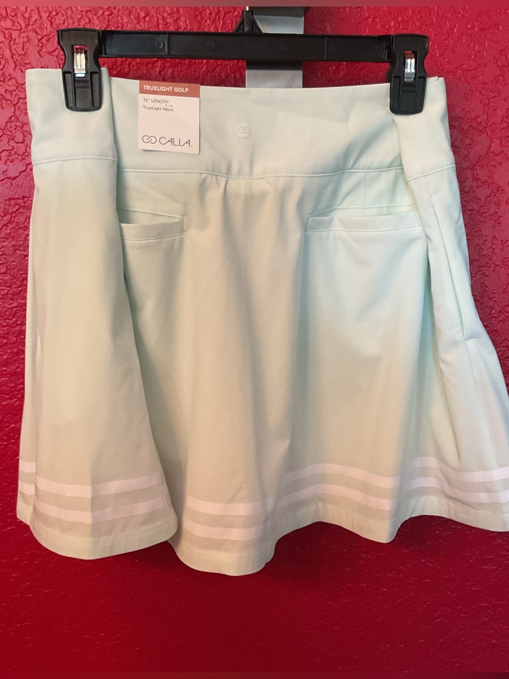 Calia Mint NWT Green Golf Skort with White Trim, SZ 4, 15” length, waist 14”